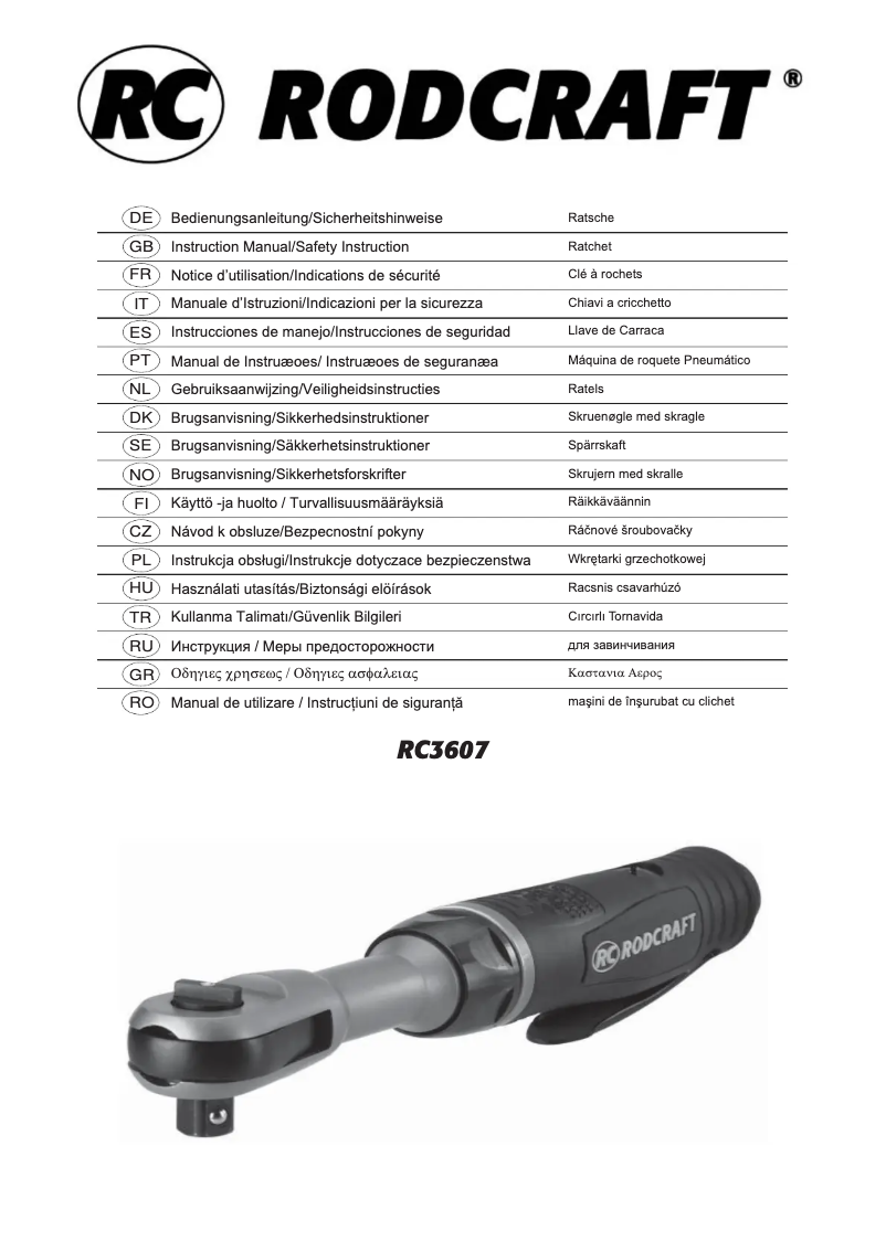 Page n°1 - Manuel utilisateur Rodcraft RC3607