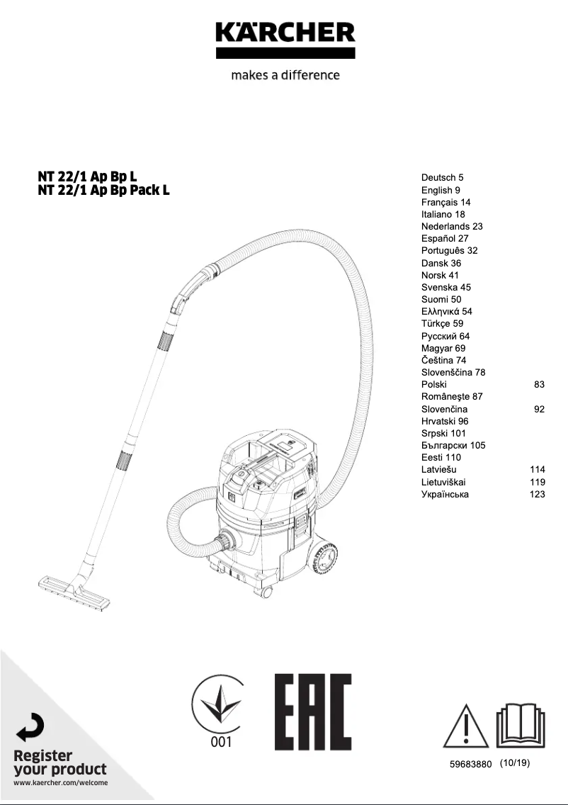 Page n°1 - Manuel utilisateur Kärcher NT 22/1 Ap Bp