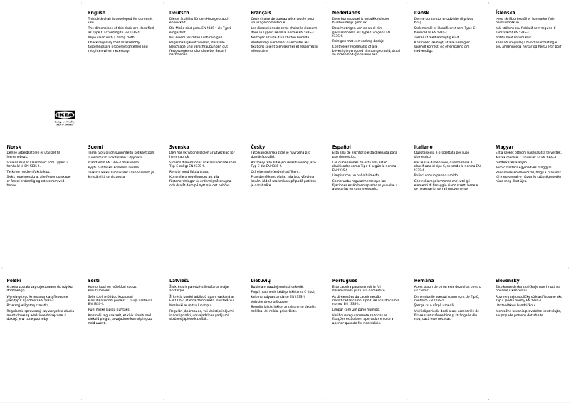Page 1 de la notice Manuel utilisateur Ikea SMÄLLEN 105.034.68