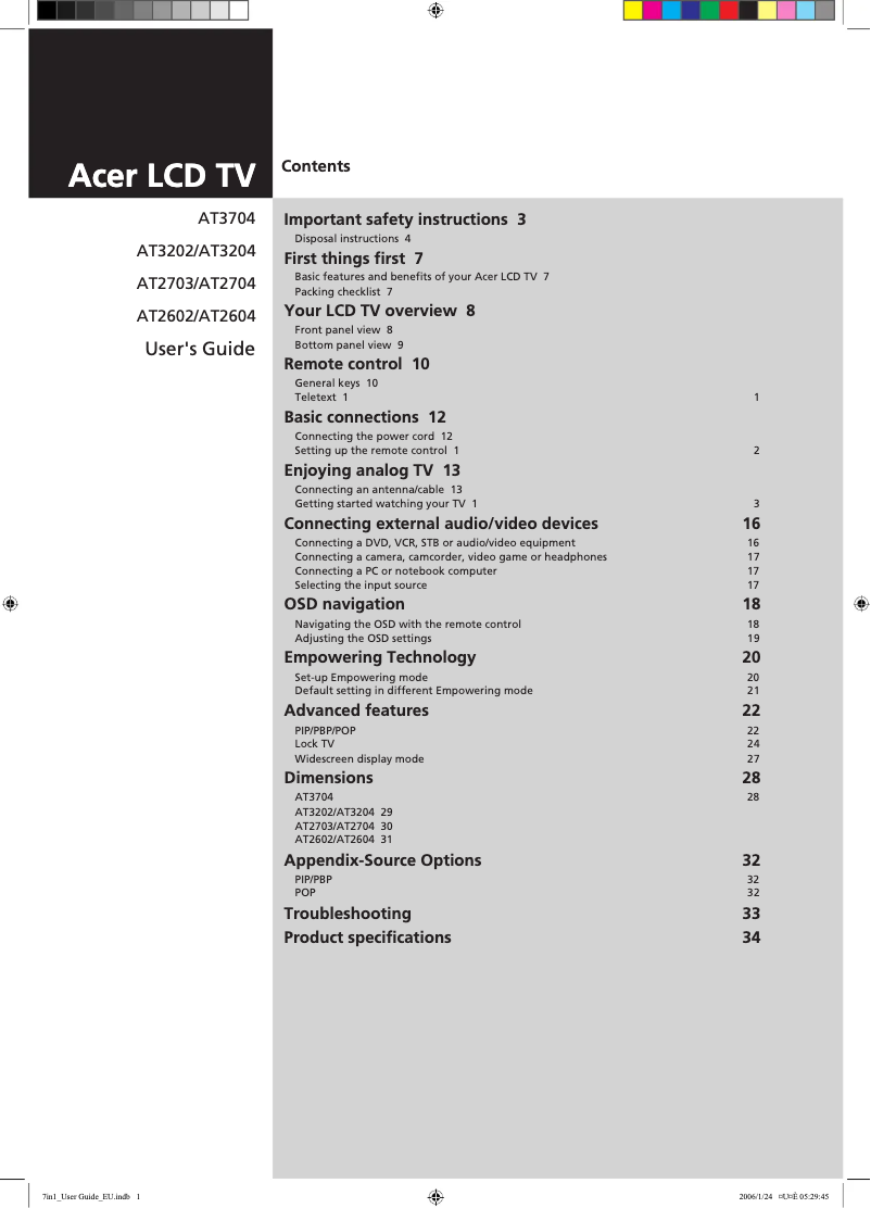 Página 1 del manual Manual de usuario Acer AT2703
