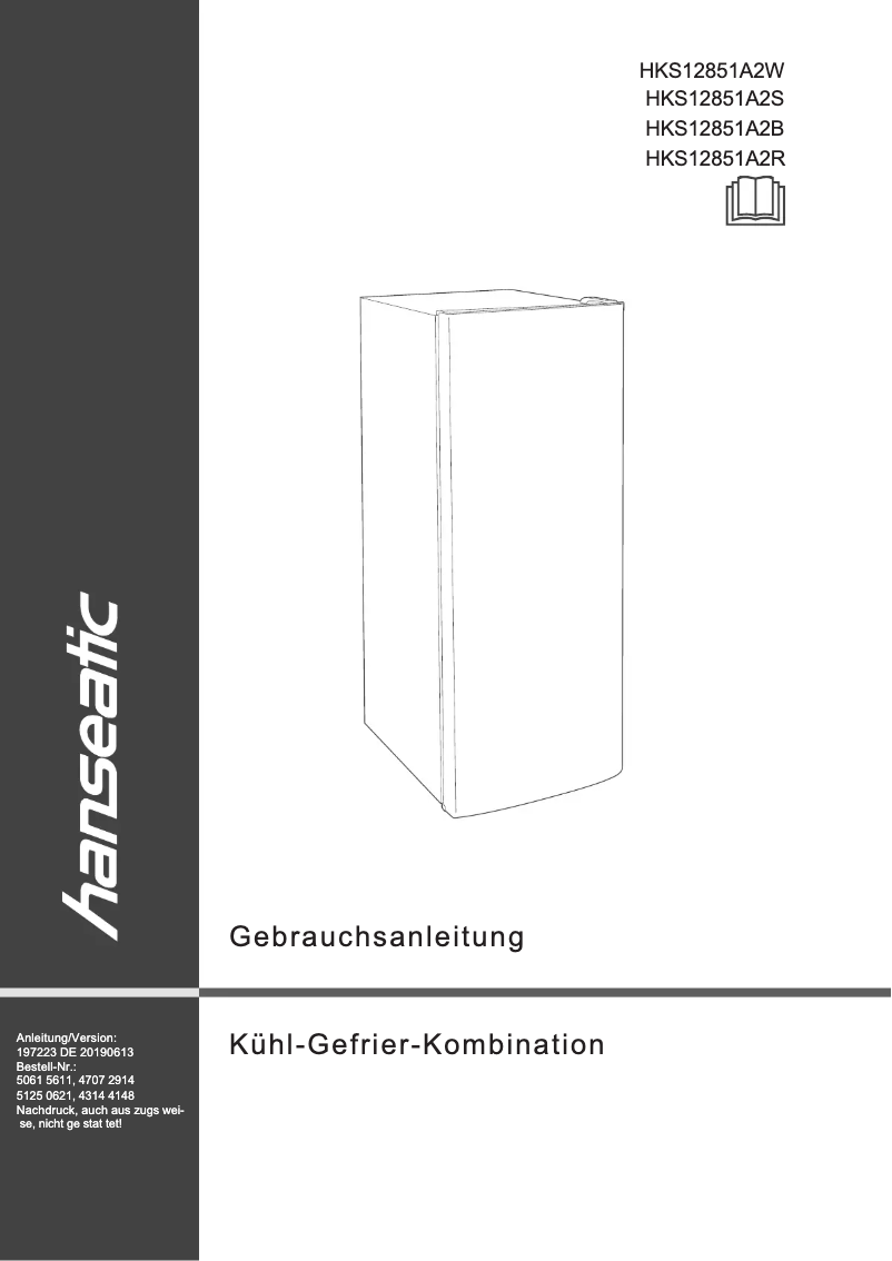 Página 1 del manual Manual de usuario Hanseatic HKS12851A2S