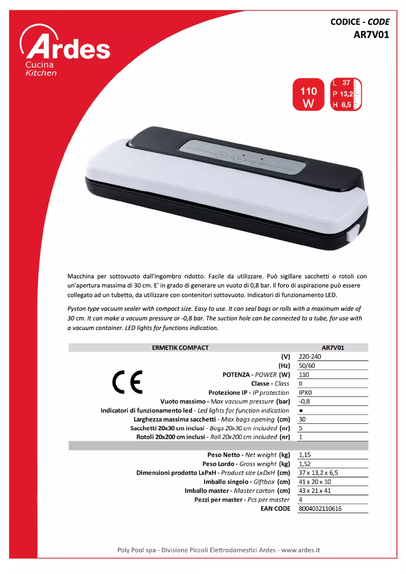 Image de la première page du manuel de l'appareil AR7V01