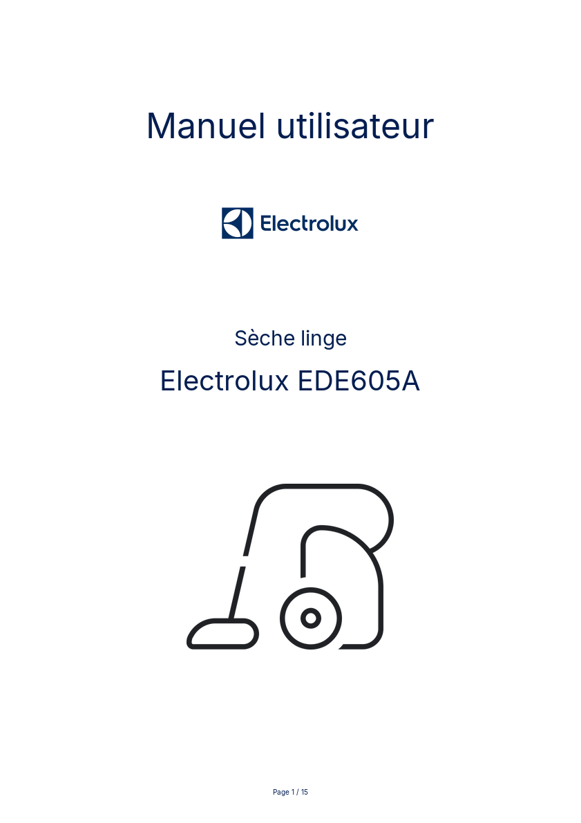 Image de la première page du manuel de l'appareil EDE605A