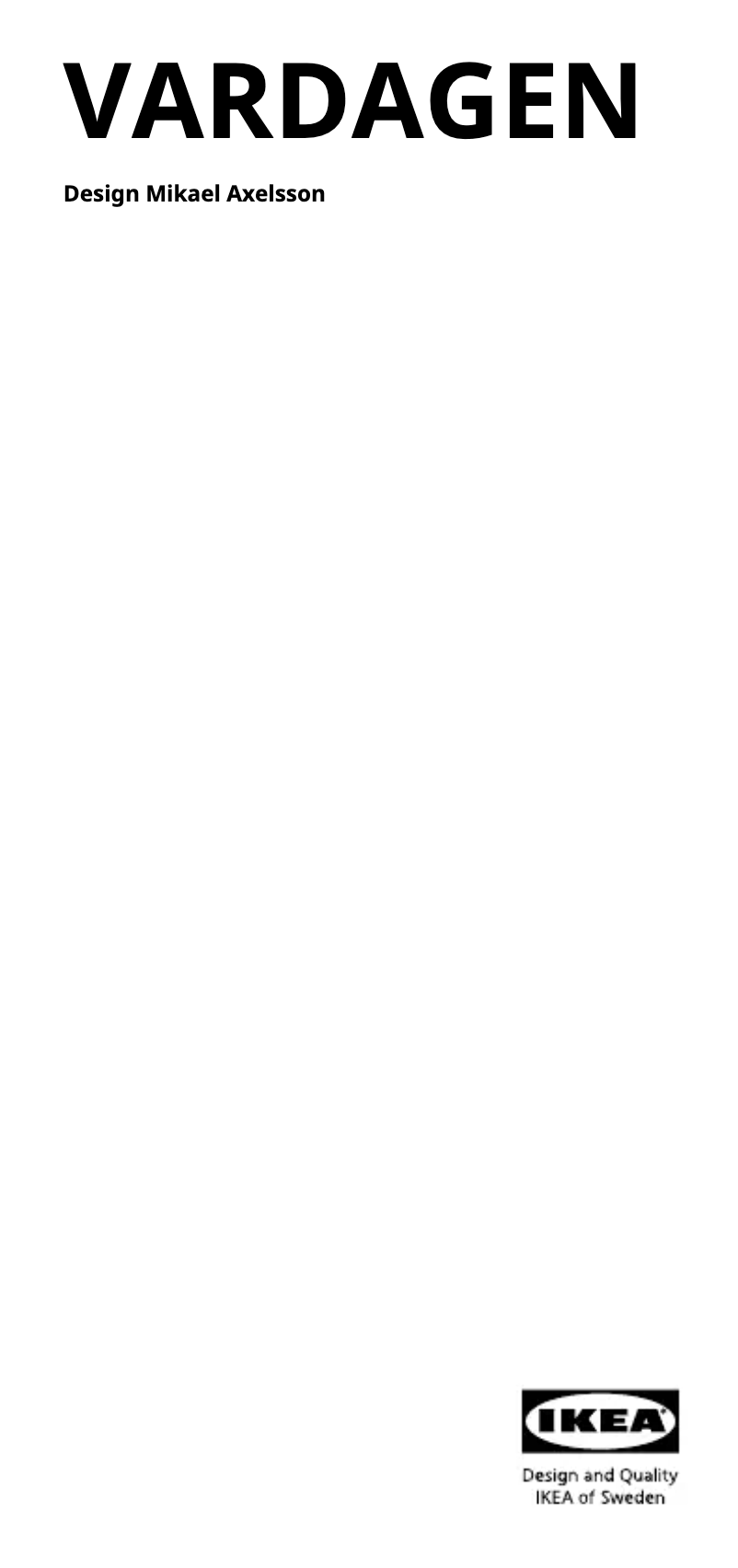 Page 1 de la notice Manuel utilisateur Ikea VARDAGEN 004.380.15