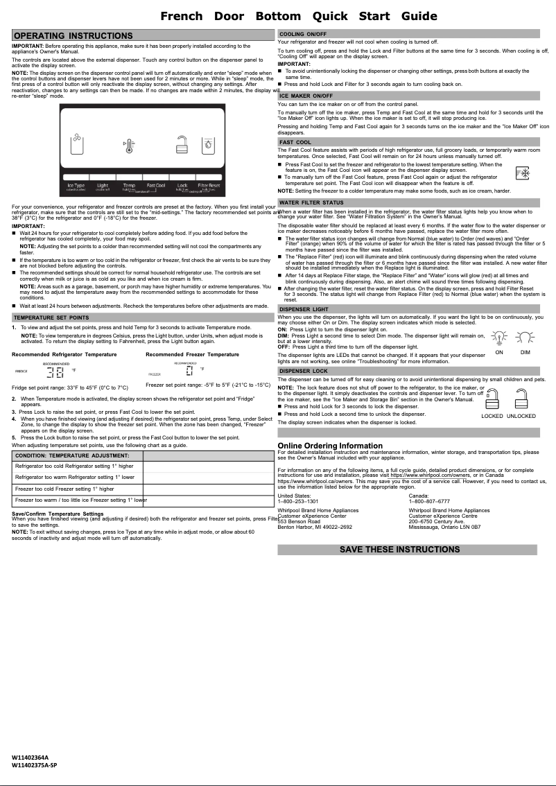 Image de la première page du manuel de l'appareil WRF555SDHV