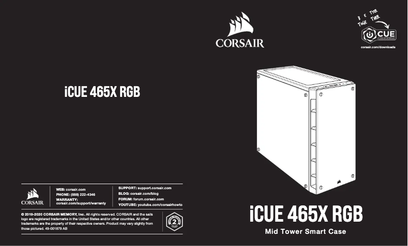 Page 1 de la notice Guide de démarrage rapide Corsair ICue 465X RGB