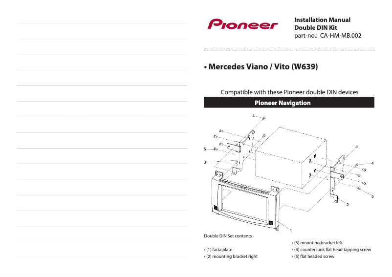 Page 1 de la notice Manuel utilisateur Pioneer CA-HM-MB.002