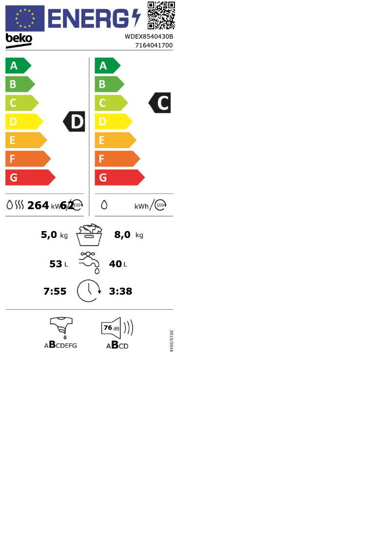 Image de la première page du manuel de l'appareil WDEX8540430B