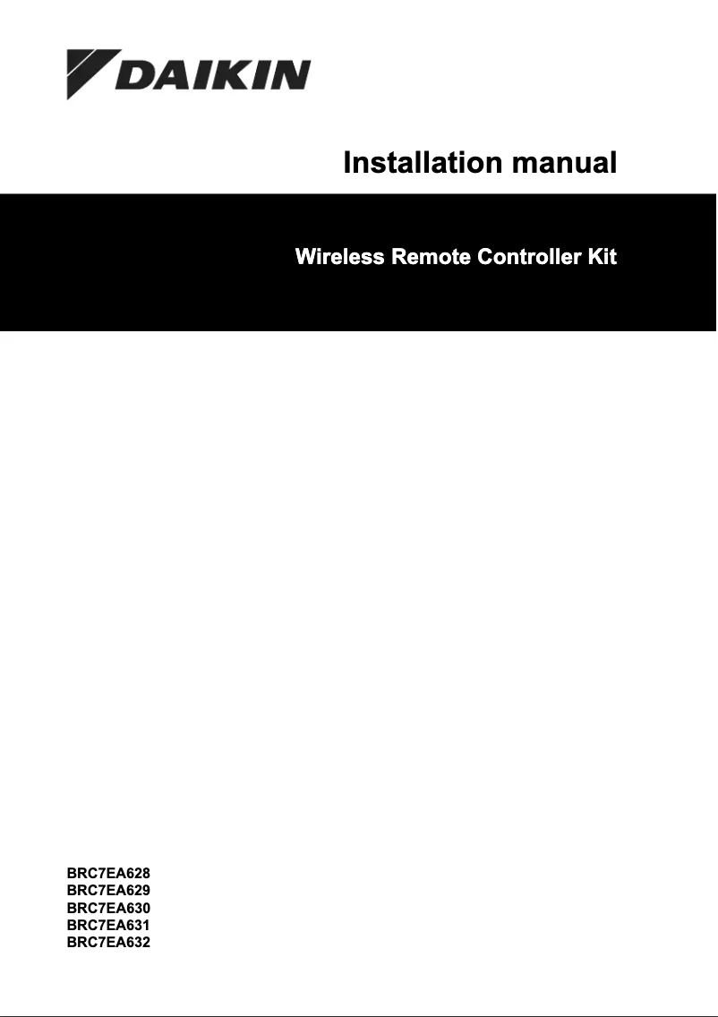 Page 1 de la notice Guide d'installation Daikin BRC7EA632