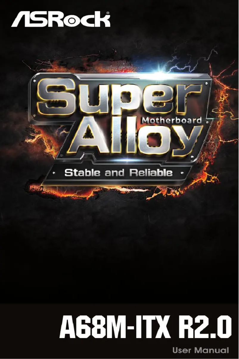 Page 1 de la notice Manuel utilisateur Asrock A68M-ITX R2.0