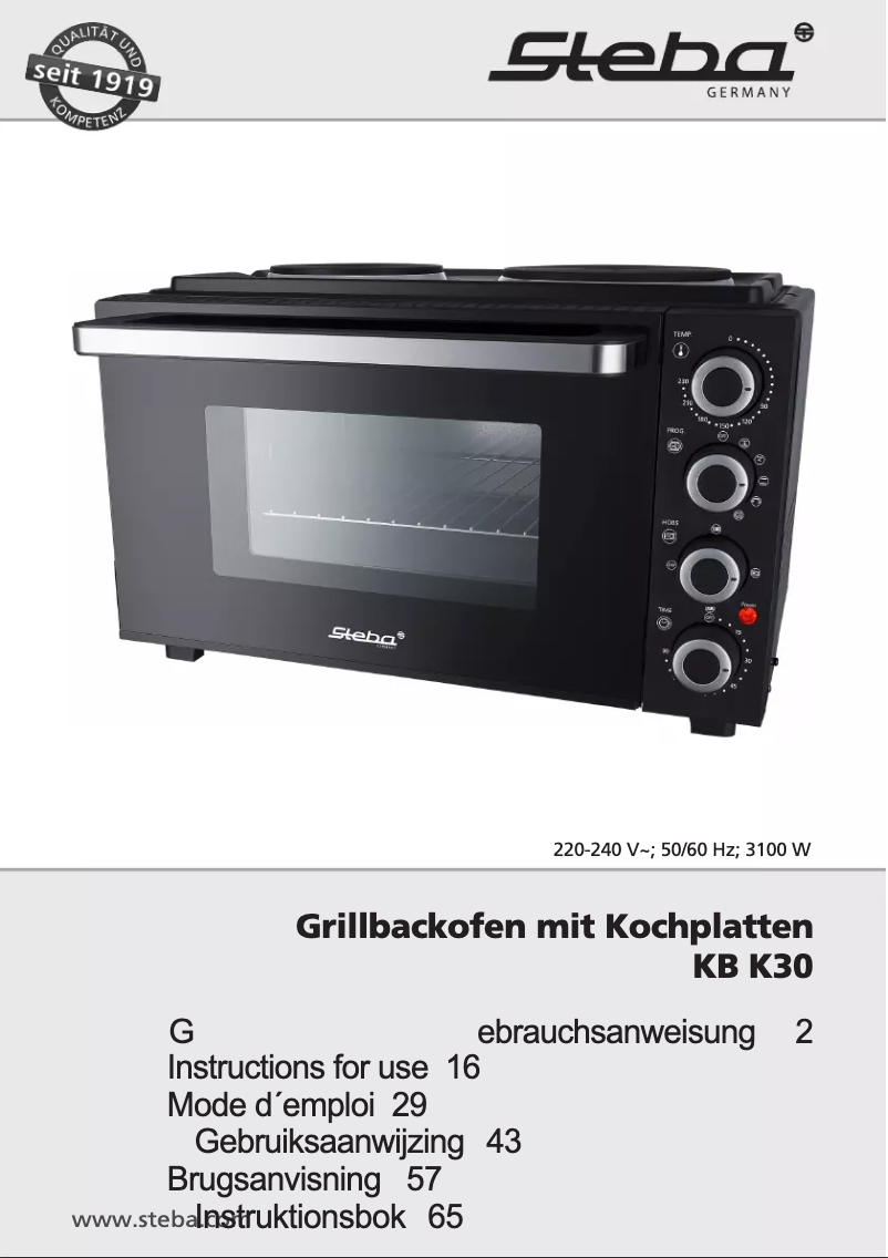 Page 1 de la notice Manuel utilisateur Steba KB 8