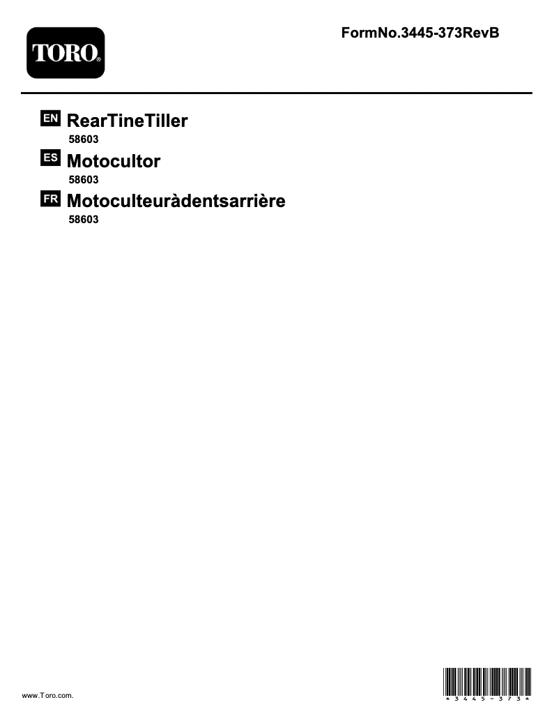 Página 1 del manual Manual de usuario Toro 58603