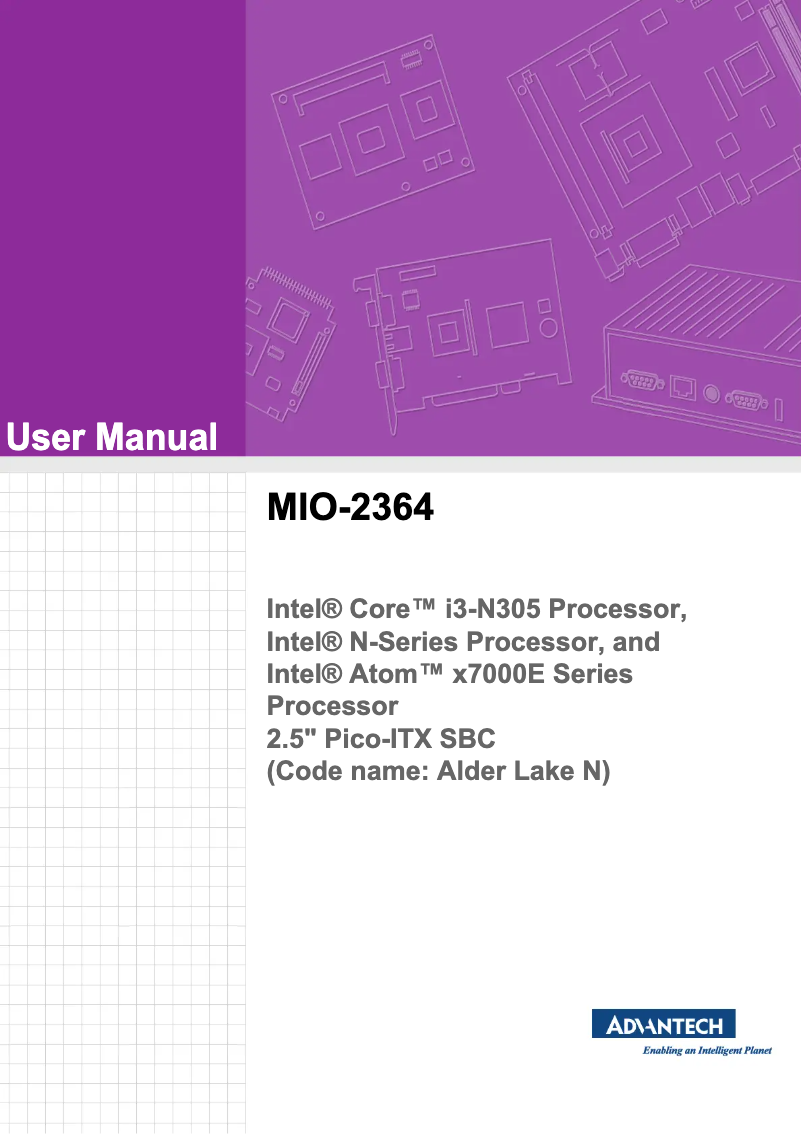 Page 1 de la notice Manuel utilisateur Advantech MIO-2364N-P6A1