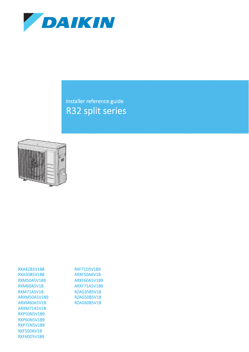 Image de la première page du manuel de l'appareil RXA50B5V1B8