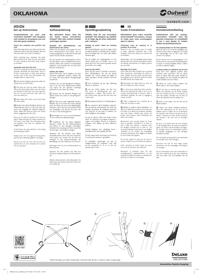 Page 1 de la notice Manuel utilisateur Outwell DeLuxe Green Oklahoma