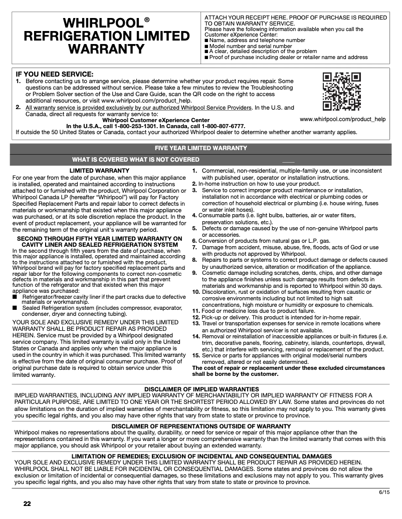 Image de la première page du manuel de l'appareil WRF532SMHZ