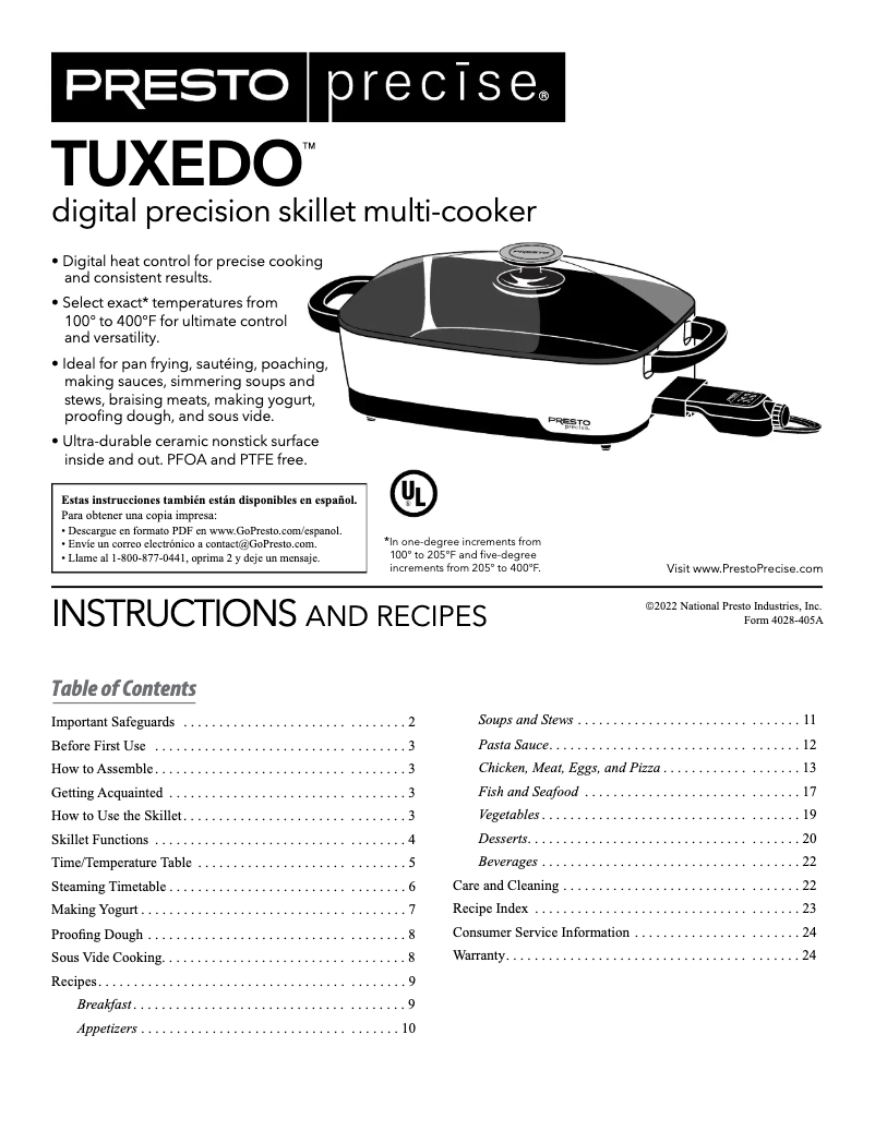 Page 1 de la notice Manuel utilisateur Presto Tuxedo 06854