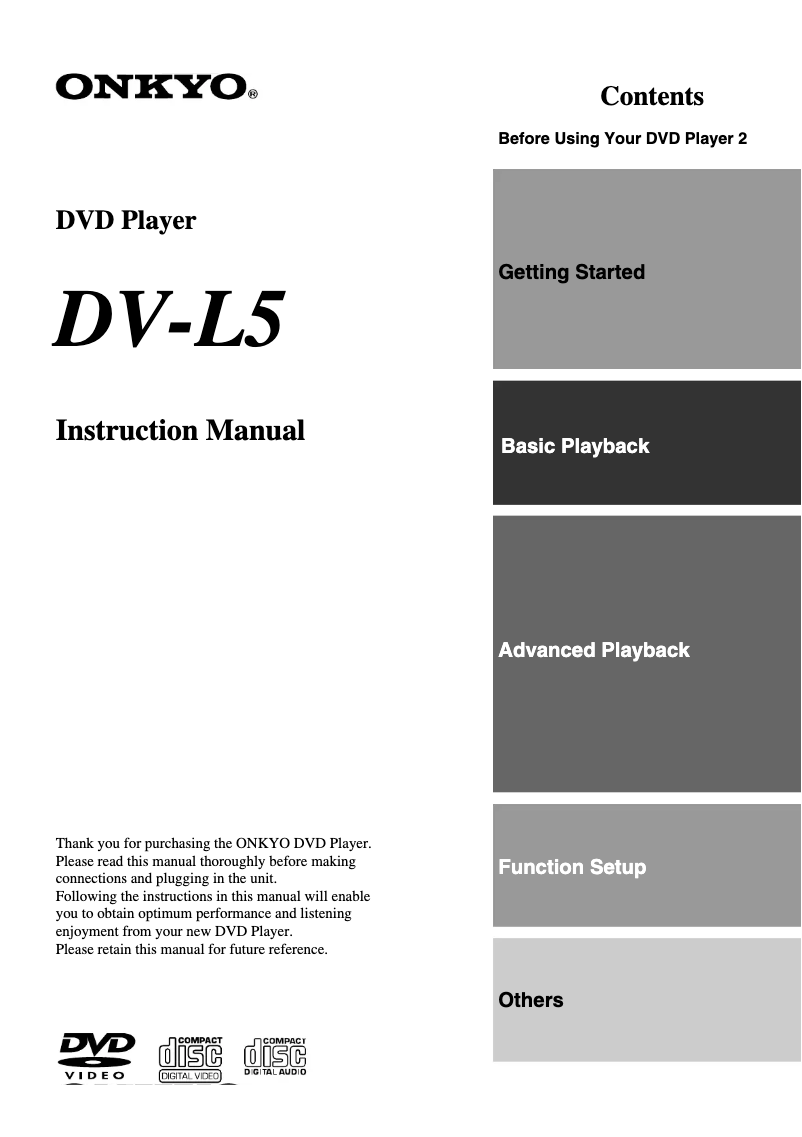 Page 1 of the manual User Manual Onkyo DV-L5