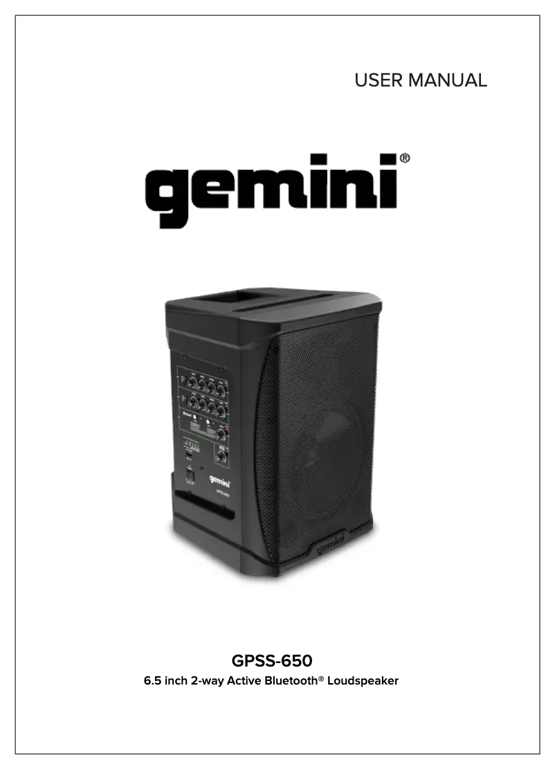 Page n°1 - Manuel utilisateur Gemini GPSS-650