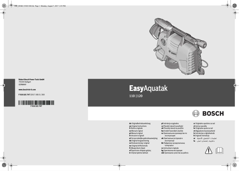 Page n°1 - Manuel utilisateur Bosch EasyAquatak 110
