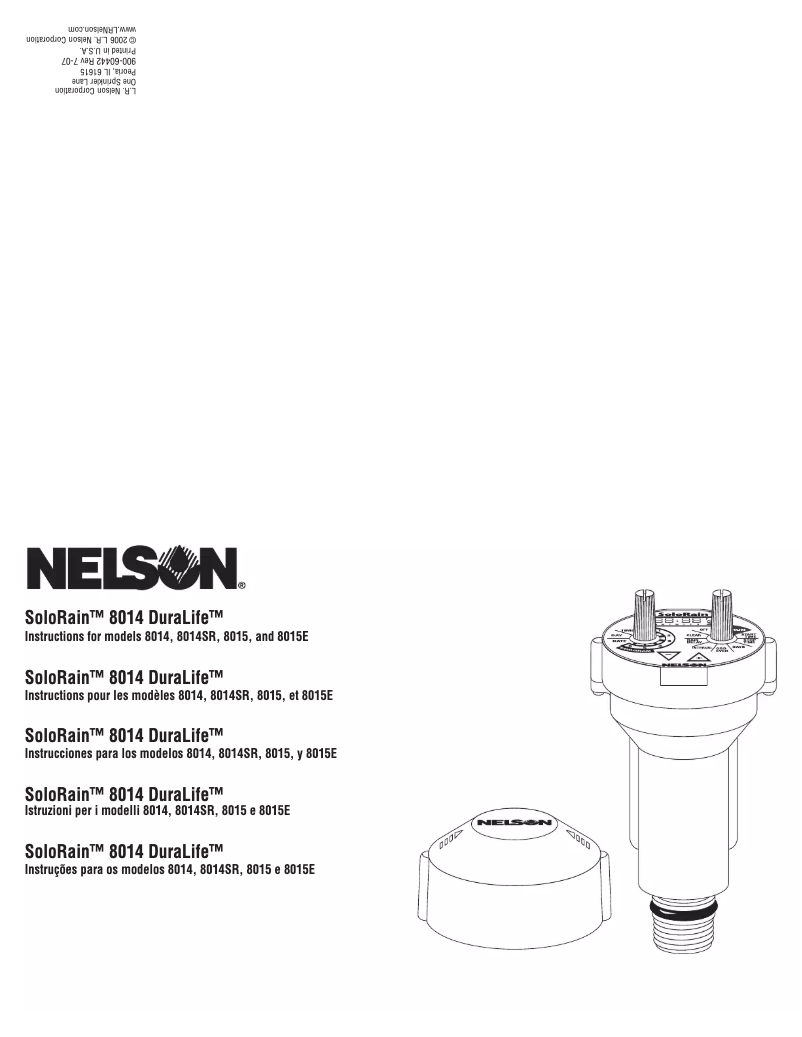 Page n°1 - Manuel utilisateur Nelson SoloRain DuraLife 8014