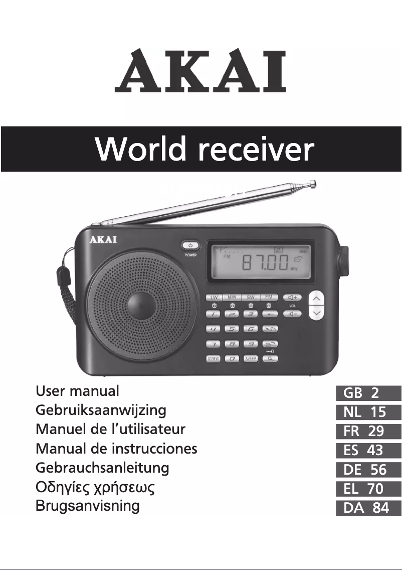 Page 1 de la notice Manuel utilisateur AKAI APW15