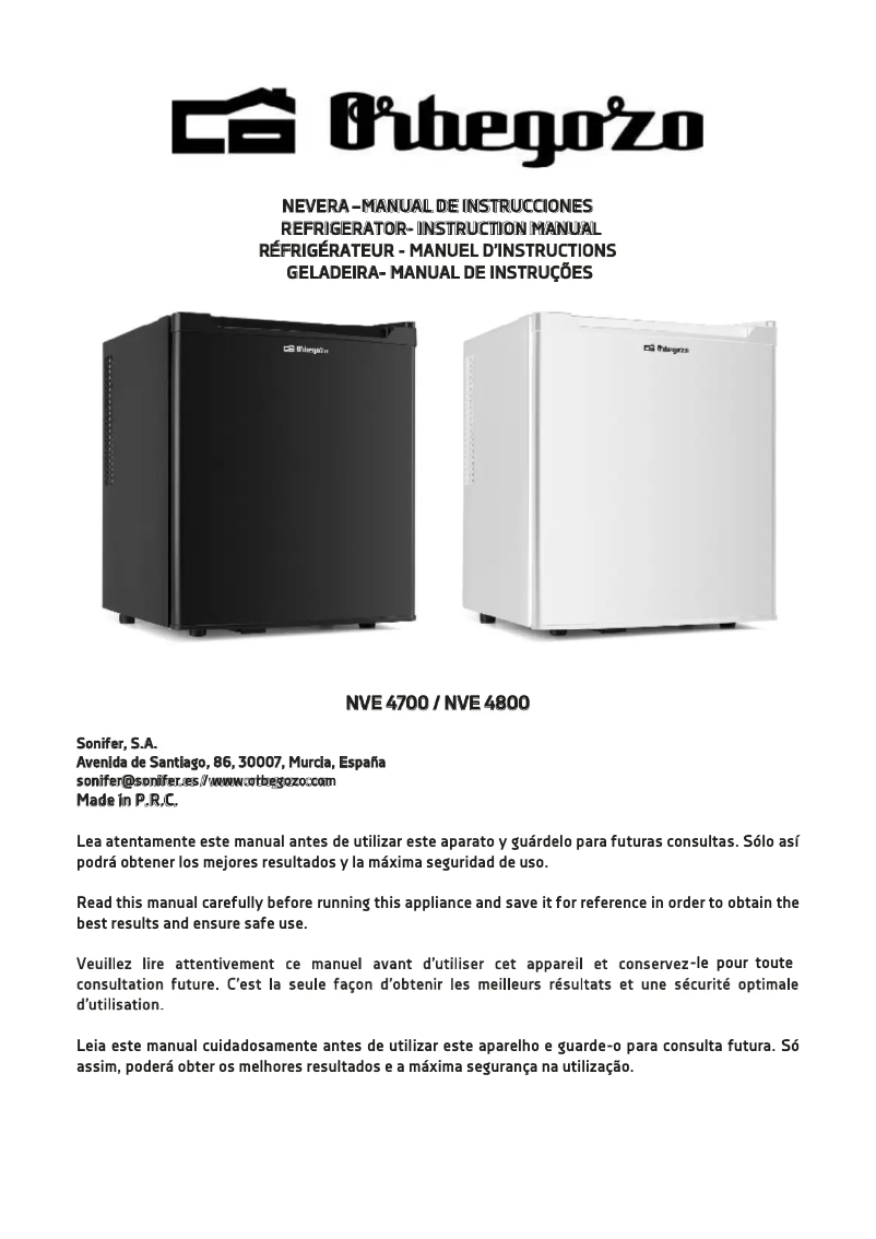 Page 1 de la notice Manuel utilisateur Orbegozo NVE 4800