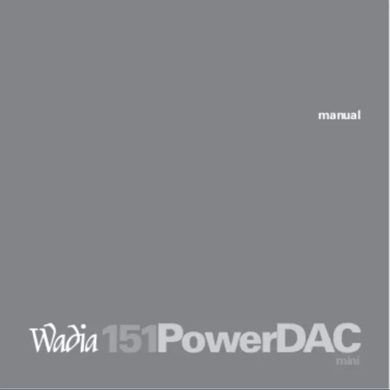 Page n°1 - Manuel utilisateur Wadia 151PowerDAC mini