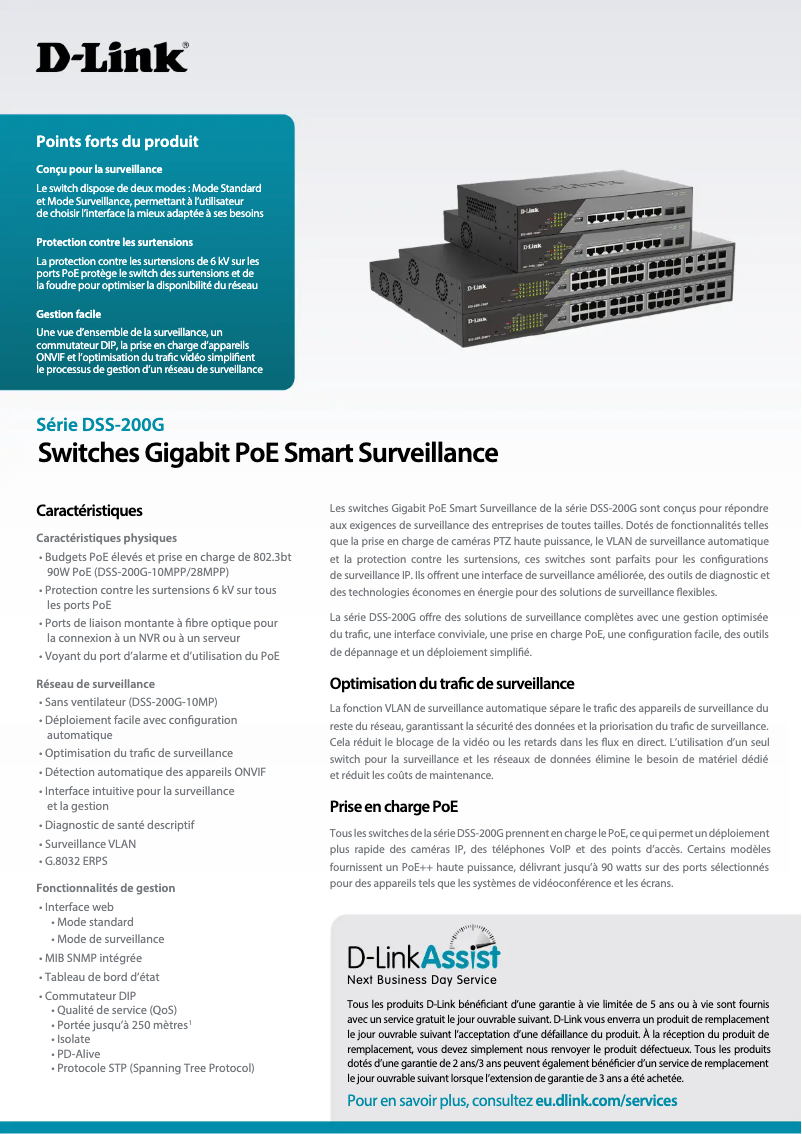 Page 1 de la notice Fiche technique D-Link DSS-200G