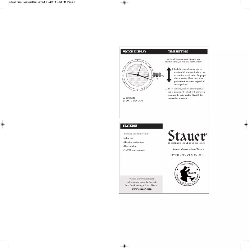 Page 1 de la notice Manuel utilisateur Stauer 17961