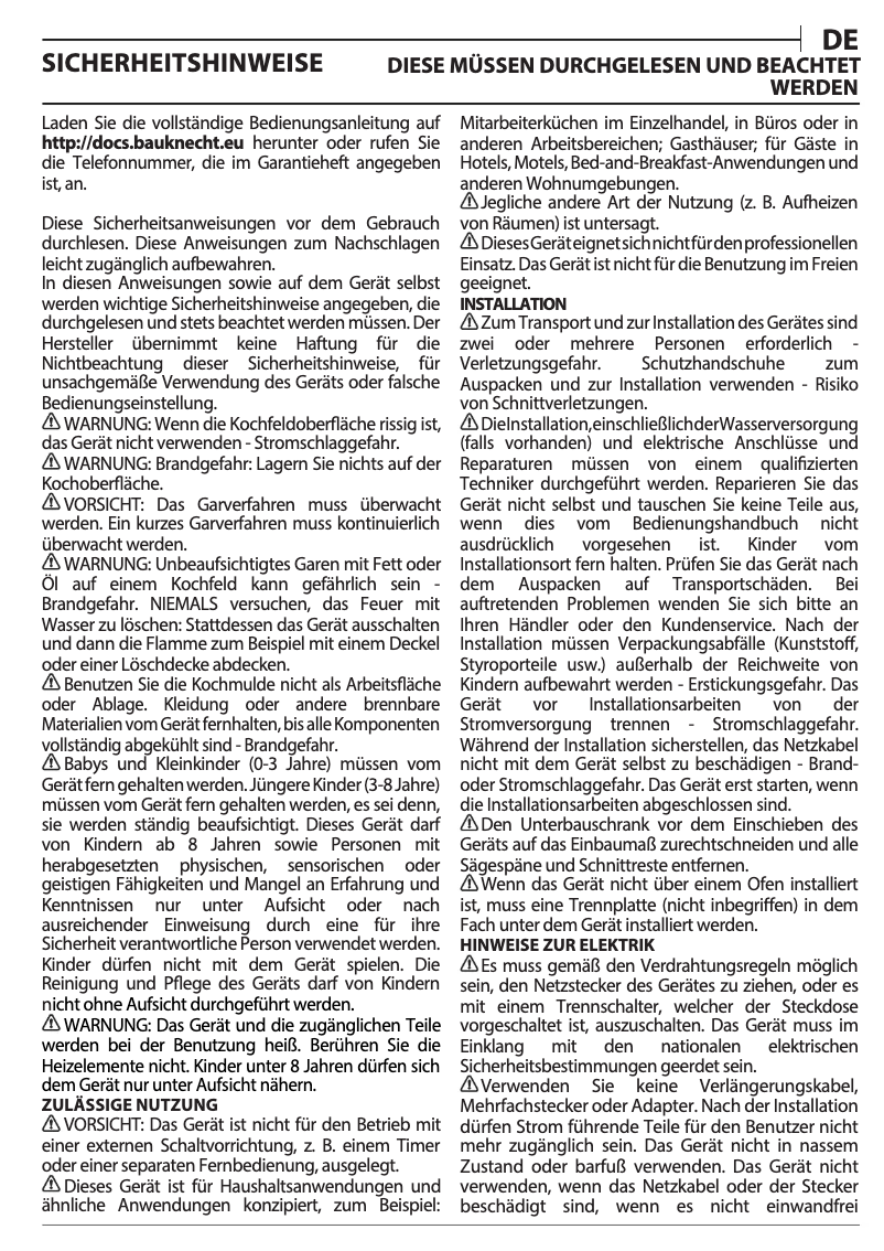 Page 1 de la notice Instructions de sécurité Bauknecht CTAR 7642 IN