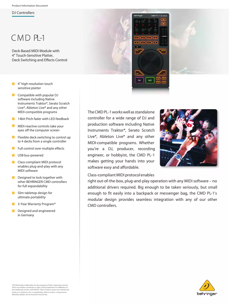 Imagen de la primera página del manual del dispositivo CMD PL-1