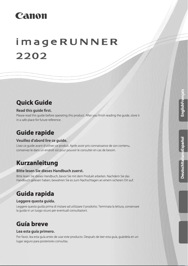 Page 1 de la notice Manuel utilisateur Canon imageRUNNER 2202