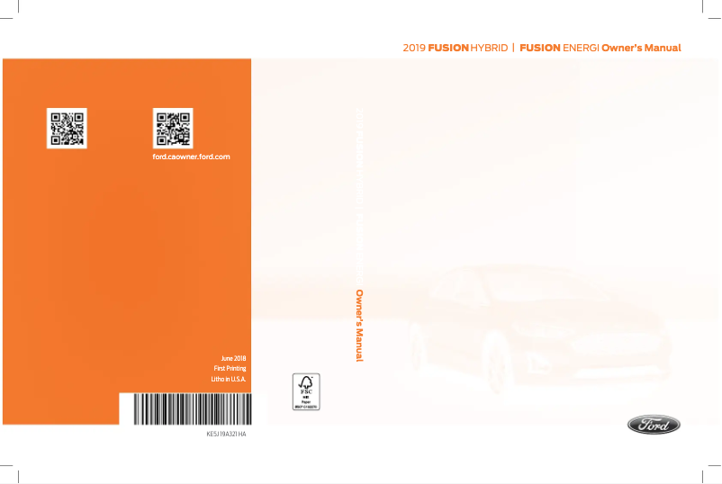 Page 1 de la notice Manuel utilisateur Ford Fusion Hybrid (2019)