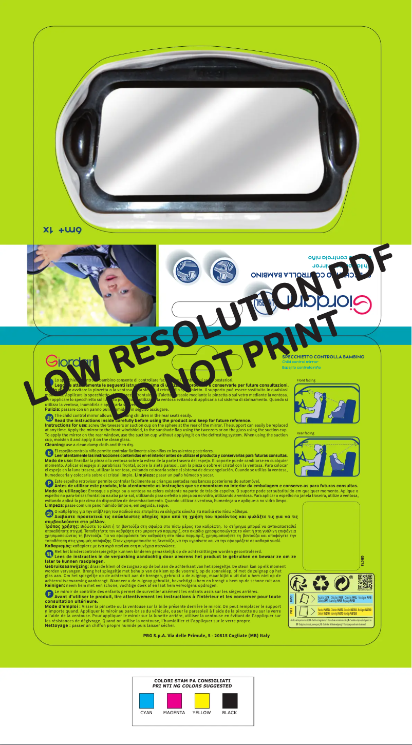 Page 1 de la notice Manuel utilisateur Giordani Specchietto controlla bimbo