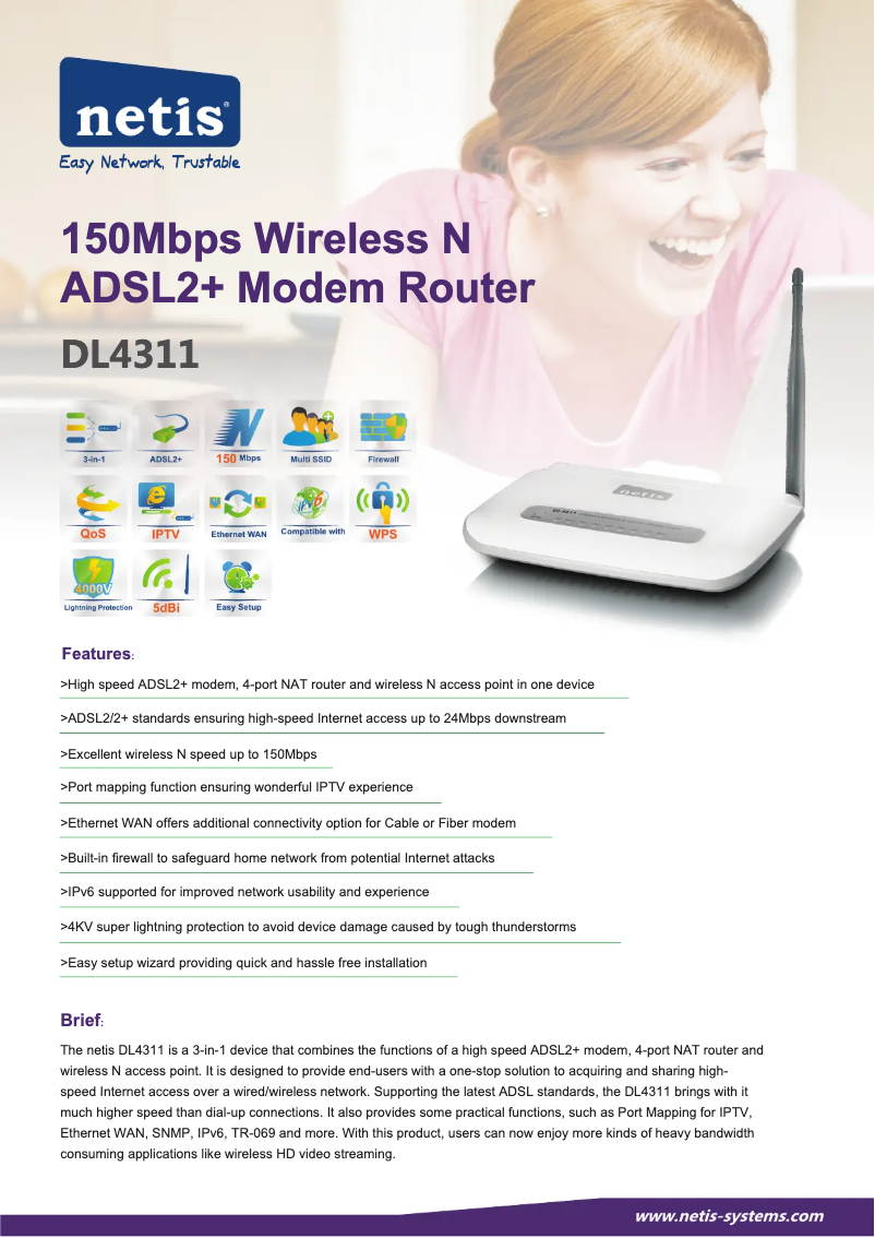 Page n°1 - Fiche technique Netis DL4311