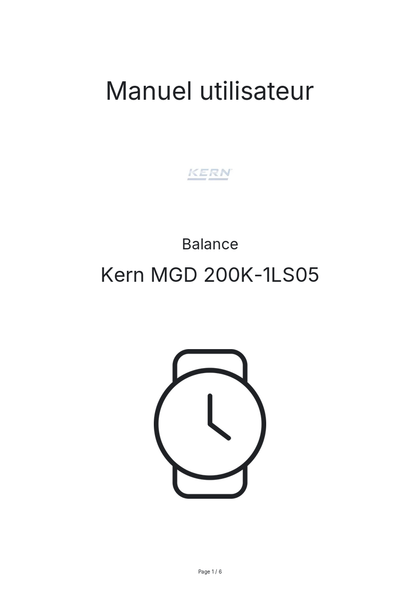 Page n°1 - Manuel utilisateur Kern MGD 200K-1LS05