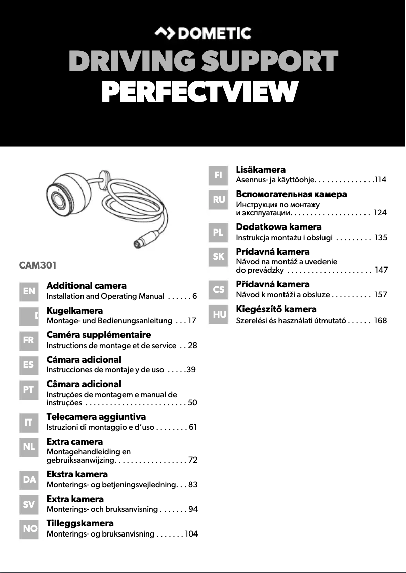 Page 1 de la notice Manuel utilisateur Dometic PerfectView CAM 301X