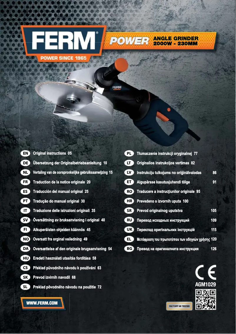 Page 1 de la notice Manuel utilisateur Ferm AGM1029