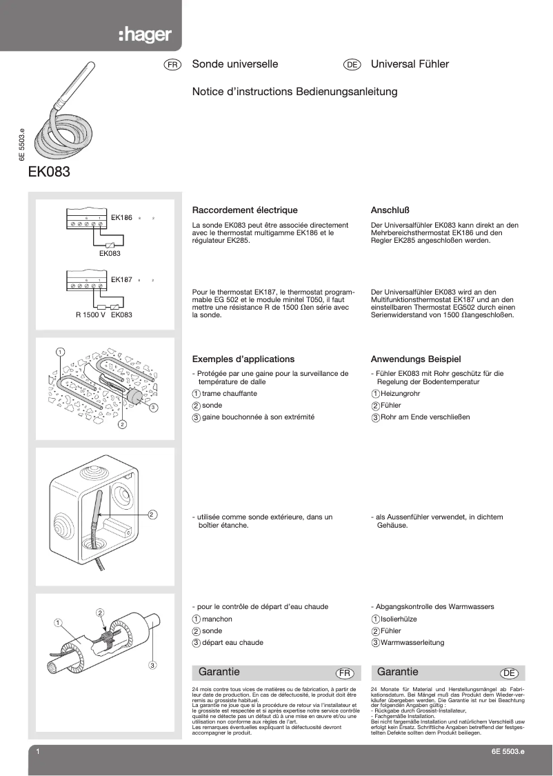 Image de la première page du manuel de l'appareil EK083