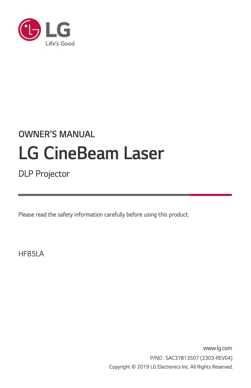 Image de la première page du manuel de l'appareil HF85LA
