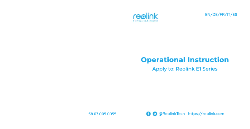 Page 1 de la notice Guide de démarrage rapide Reolink E1