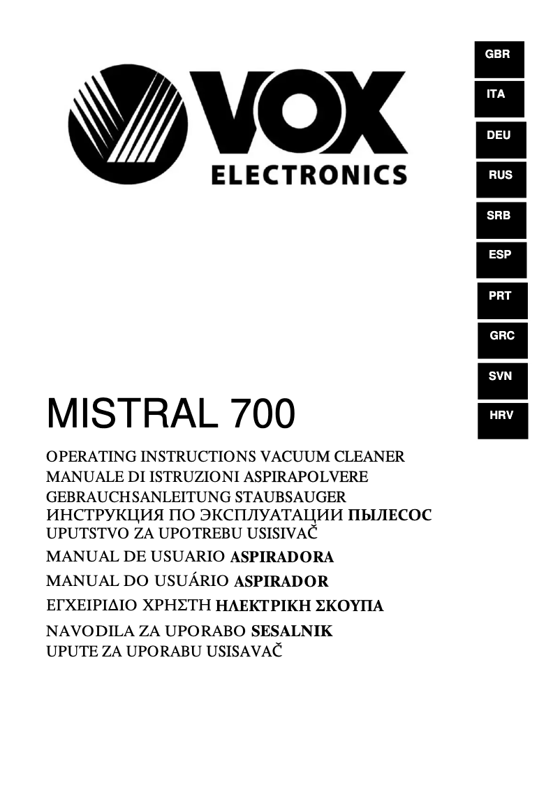 Image de la première page du manuel de l'appareil Mistral 700