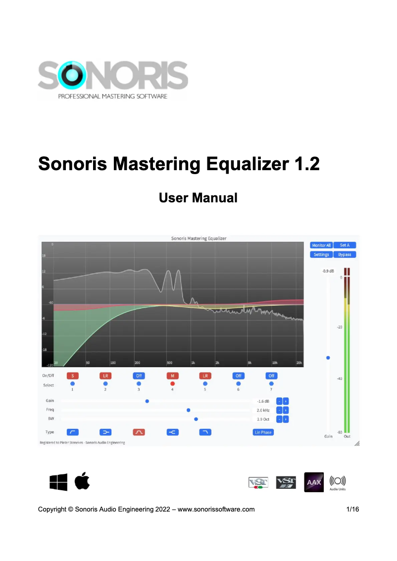 Image de la première page du manuel de l'appareil Mastering Equalizer 1.2