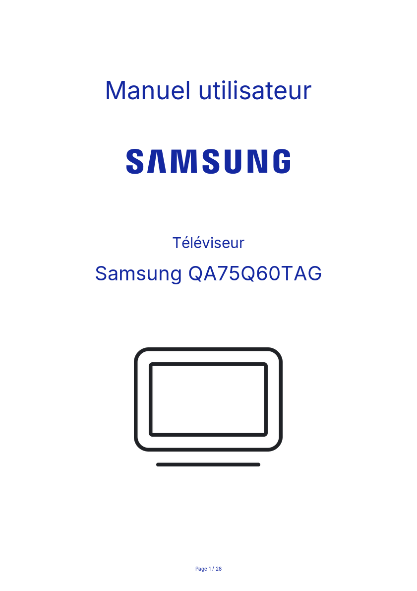 Page n°1 - Manuel utilisateur Samsung QA75Q60TAG