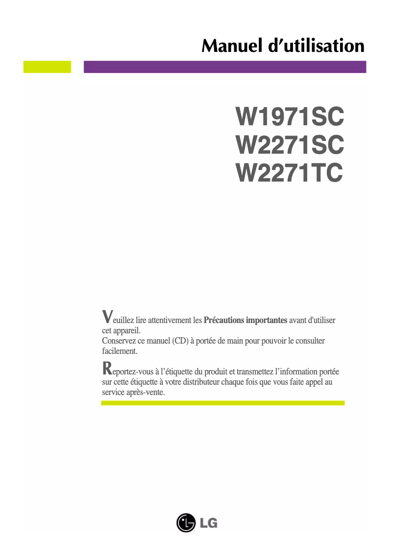 Página 1 del manual Manual de usuario LG W2271TC