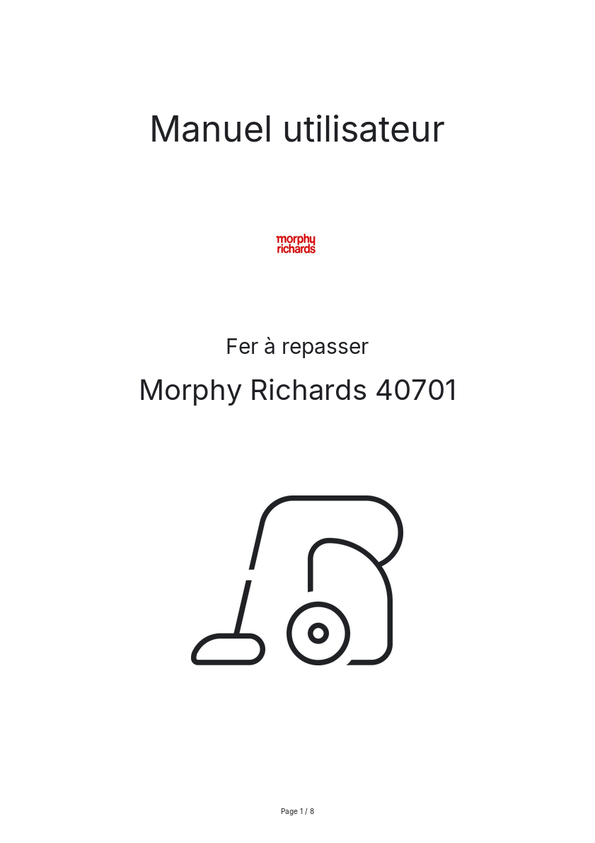 Image de la première page du manuel de l'appareil 40701