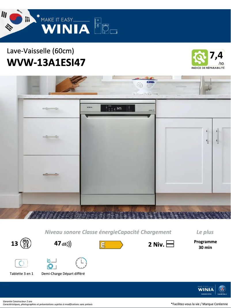 Page n°1 - Fiche technique Winia WVW-13A1ESI47