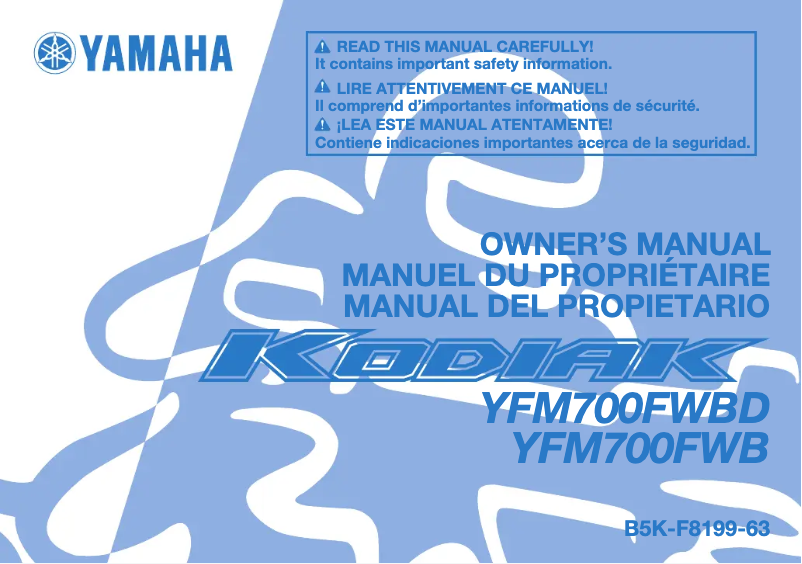 Page 1 de la notice Manuel utilisateur Yamaha Kodiak 700 (2021)