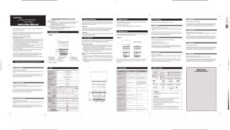 Image de la première page du manuel de l'appareil Cine DS DS135M-C